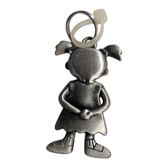 Ganz Pewter Girl Charm Pink Dress Letter O Keychain Pendant NWOT - Picture 2 of 3